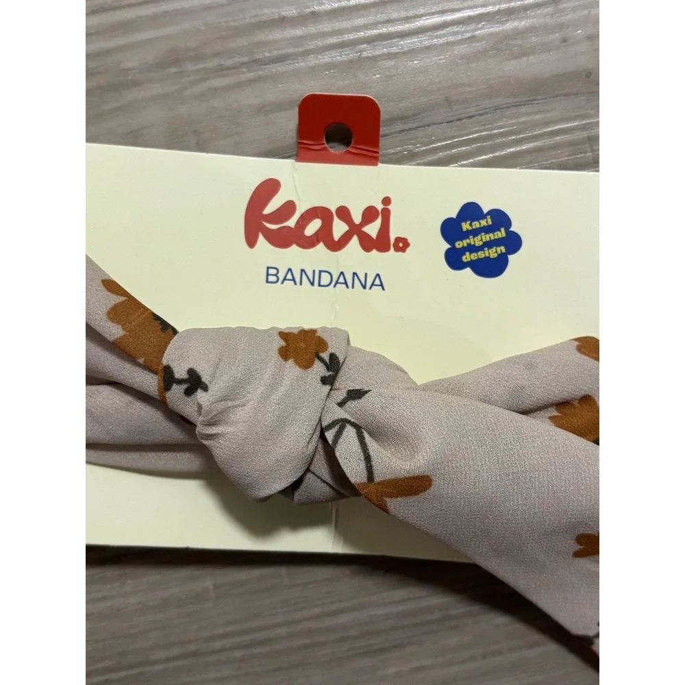 Kaxi Bandana Floral Print Beige Brown Twisty‎ Hair Accessory